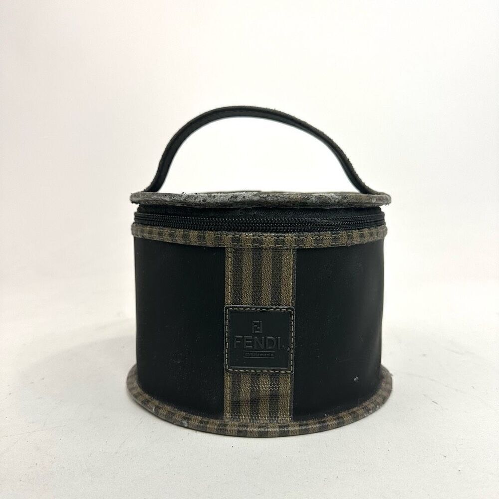 Vintage Fendi Complemento Black Nylon Round Vanity Case